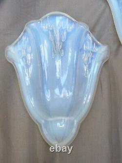 Gorgeous Set 3 Anglewall Light Sconces ART DECO Opalescent Glass signed EZAN