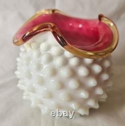 Gorgeous Victorian Cranberry Opaline Circular Cased Glass Vase