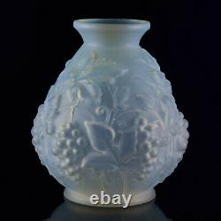 Grapes Vase Art Deco Opalescent Glass vase by Etaleune circa 1930