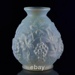 Grapes Vase Art Deco Opalescent Glass vase by Etaleune circa 1930