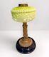 Green Antique Opaline Art Nouveau Oil Lamp Font With Brass & Stoneware Base