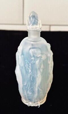 HTF Sabino Opalescent Art Glass Perfume Bottle Nude Dancing Nymphs Art Nouveau