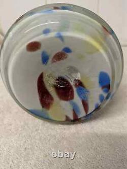 HUGE 38cm MURANO glass french OPALINE multicolored vase 1950 vintage retro vgc