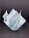 Handkerchief Vase Opaline White Pearlescent Freeform Handmade Art Glass Signed