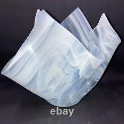 Handkerchief Vase Opaline White Pearlescent Freeform Handmade Art Glass Signed