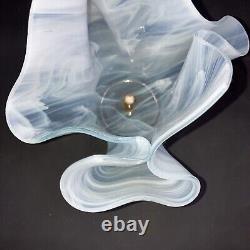 Handkerchief Vase Opaline White Pearlescent Freeform Handmade Art Glass Signed