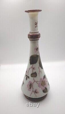 Harrach Art Nouveau Opaline Glass Enameled Vase