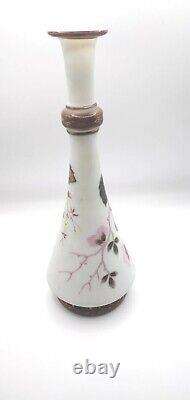 Harrach Art Nouveau Opaline Glass Enameled Vase