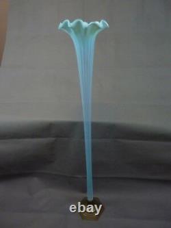 Huge Blue Vaseline Glass Vase