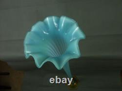 Huge Blue Vaseline Glass Vase