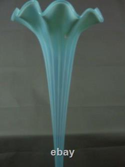 Huge Blue Vaseline Glass Vase