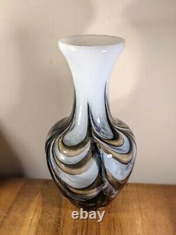 Huge Vintage Carlo Moretti Empoli Mid-Century 70s Marbled Opaline Art Glass Vase