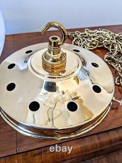 Huge XL Antique 1920s Rare Art Deco Opaline milk glass ceiling pendant light Big