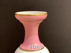 Impressive Baccarat 19th C. French Opaline Glass Hand Painted Vase 17 Tall