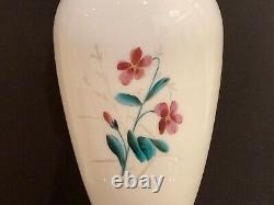 Impressive Baccarat 19th C. French Opaline Glass Hand Painted Vase 17 Tall