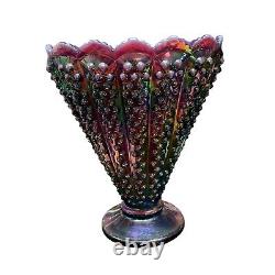 Iridized Plum Opalescent Hobnail fan vase Iridized Opalescent Purple