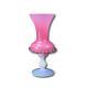 Italian Murano Pink And White Opalescent Opaline Art Glass Vase Twisted Stem