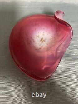 Italian Murano White Opaline, Pink and Gold Art Glass Bowl by Fratelli Toso Co