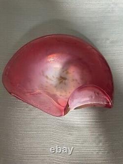 Italian Murano White Opaline, Pink and Gold Art Glass Bowl by Fratelli Toso Co