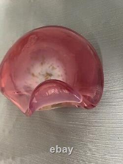 Italian Murano White Opaline, Pink and Gold Art Glass Bowl by Fratelli Toso Co