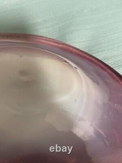 Italian Murano White Opaline, Pink and Gold Art Glass Bowl by Fratelli Toso Co