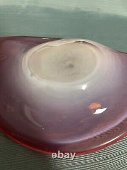 Italian Murano White Opaline, Pink and Gold Art Glass Bowl by Fratelli Toso Co