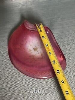 Italian Murano White Opaline, Pink and Gold Art Glass Bowl by Fratelli Toso Co