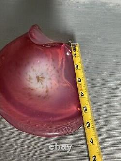 Italian Murano White Opaline, Pink and Gold Art Glass Bowl by Fratelli Toso Co