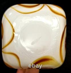 Italian Stunning Opaline Swirl Art Glass Vase Square Base Pulpit Top Italian