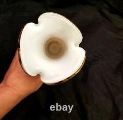 Italian Stunning Opaline Swirl Art Glass Vase Square Base Pulpit Top Italian