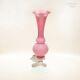 Italian Vintage Empoli 60s-70s Tall Vintage Rose Pink Vase W White Opaline Stem