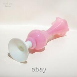 Italian Vintage EMPOLI 60s-70s Tall Vintage Rose Pink Vase w White Opaline Stem