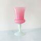 Italian Vintage Empoli Vintage Pink Glass White Stem Oversized Brandy Wine Glass