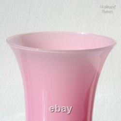 Italian Vintage EMPOLI Vintage Pink Glass White Stem Oversized Brandy Wine Glass