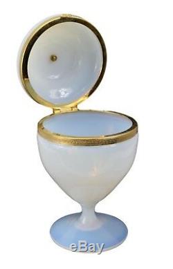 Italian Vintage White Opaline Hinged Trinket Jewelry Box Case Brass