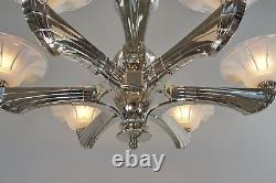 J. Gauthier Ezan Ejg Large 1930 1935 French Opalescent Art Deco Chandelier