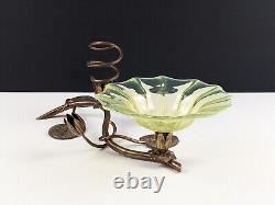 John Walsh Walsh Opalescent Vaseline Uranium Glass &Copper Waterlily Centrepiece