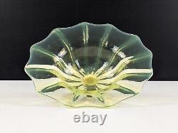 John Walsh Walsh Opalescent Vaseline Uranium Glass &Copper Waterlily Centrepiece