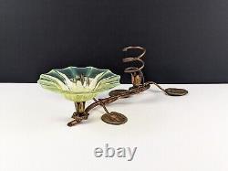 John Walsh Walsh Opalescent Vaseline Uranium Glass &Copper Waterlily Centrepiece