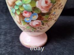 Josef Ahne Opaline Hand Painted Cherub Art Glass Vase 19th Century Signed