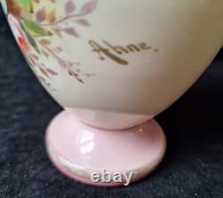 Josef Ahne Opaline Hand Painted Cherub Art Glass Vase 19th Century Signed