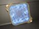 Julien Art Deco French Opalescent Square Bowl With Bird And Blossom Motif
