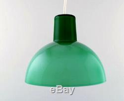 Kastrup / Holmegaard. Rare work pendant lamp in green opaline glass