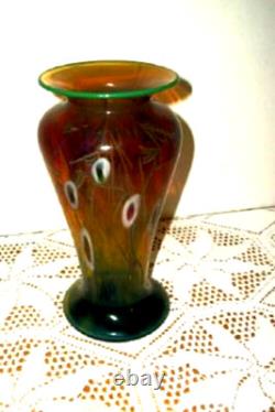 Kerry Art Glass Vase Michael Harris Peacock Feathers Handblown Opaline Ireland