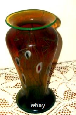 Kerry Art Glass Vase Michael Harris Peacock Feathers Handblown Opaline Ireland