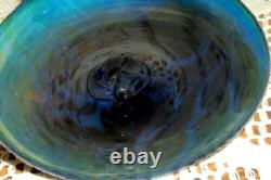 Kerry Art Glass Vase Michael Harris Peacock Feathers Handblown Opaline Ireland