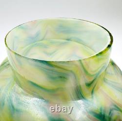 Kralik Glass Vase Opalescent Bowl With Bronze Frog Art Nouveau Czechoslovakia