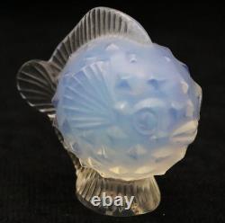 LALIQUE France Opalescent PUFFER FISH Art Glass Sculpture in BOX