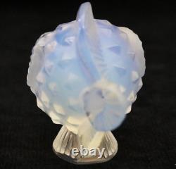 LALIQUE France Opalescent PUFFER FISH Art Glass Sculpture in BOX