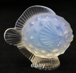 LALIQUE France Opalescent PUFFER FISH Art Glass Sculpture in BOX